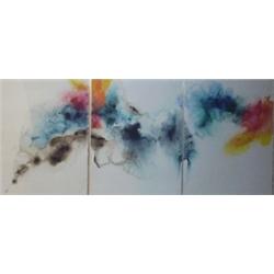 Shari Andrens (20th Century) American, UNTITLED, 1980, triptych, watercolor on paper, each 30 x...