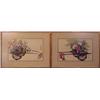 Image 1 : Asian School (20th Century), FLOWERS CARTS, a pair of watercolors on paper, each 10 x 15", with...