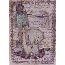 Marc Baseman (20th Century) American, AMERICAN GIRL Series (Skull), 2000, two sided color penci...