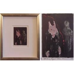 Marc Baseman (20th Century) American, STANDING FIGURE (Long ears), 1993, color monotype, signed...