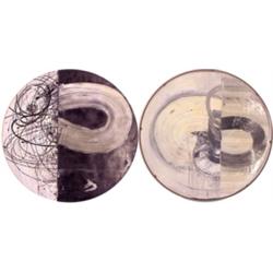 Linda Besemer (20th Century) American, UNTITLED #4, 1992, oil painting on plywood, 22" diameter...