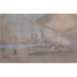 Harrison Brown (1831-1915) American, VIEW FROM TAJ MAHAL, INDIA, 1898, color pastel on paper, 6...