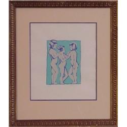 Beniamino Bufano (1898-1970), THREE CHILDREN, color lithograph, signed in pencil, from the numb...