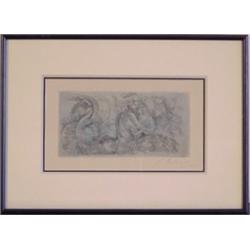 Frederico Cantu (1908-1989) Mexican, SIREN, color aquatint etching, signed in pencil, image 4 1...