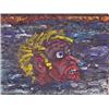 Image 1 : Gus Clark (20th Century), HEAD IN WATER, acrylic painting on board, 8 1/2 x 10 1/2". Starting b...
