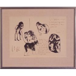 Jose Luis Cuevas (b. 1934) Mexican, ONE DAY I KNOW NOT, 1962, lithograph, signed in pencil, fro...