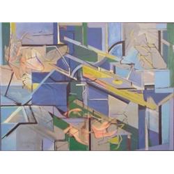 Michael Dvortcsak (20th Century), SINE QUA NOUN, 1978, oil painting on canvas, 50 x 68", signed...