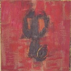 Brenda Euwer (20th Century) American, MASKED MAN, 1991, oil stick painting on paper, image 6 x...