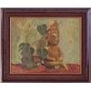 Image 1 : Velma Ezratty (20th Century), SEATED IDOL, acrylic painting on canvas, 16 x 20", signed lower r...