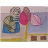 Image 1 : Isabel Field (20th Century) American, STILL LIFE, color pastel with collage on paper, 9 x 12",...