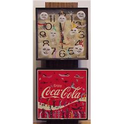 Reverend Howard Finster (1916-2001) American, COCA COLA CLOCK, 1989, acrylic painted soda fount...