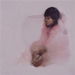 Ozz Franca (b. 1949) Brazil, INDIAN GIRL, 1986, oil painting on canvas, 35 1/4 x 35 1/4", signe...