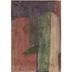 Behzah Hagheri (20th Century), UNTITLED #2, 1989, oil painting on wood, 8 1/2 x 6", signed and...