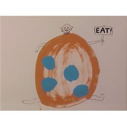 Keith Haring (1958-1990) American, EAT, 1988, Sumi ink with acrylic painting on paper, 22 1/4 x...