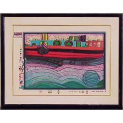 Friedensreich Hundertwasser (1928-2000) Austrian, REGENTAG, ON THE WAVES OF LOVE (HWG 51, 697A)...