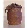 Image 1 : Jacobson (20th Century), DRAPED LID JAR, partially glazed ceramic jar with lid, 7" tall, 5" wid...
