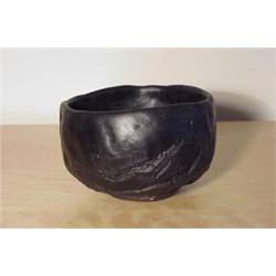 Japanese School (20th Century), TEA BOWL, 1968, a black-lace glaze ceramic bowl, 5" diameter, 3...