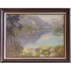 Carl Jensen (20th Century) American, LAKE VIEW, 1934, oil painting on canvas, 18 x 24", signed...