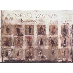 M'liz Keefe (20th Century) American, 18 BURNED VAGINAS (Wounds), 1992, oil, tar, and sand on pl...