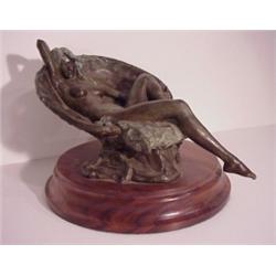 Robert Krantz (20th Century) American, RECLINING IN CHAIR, 1975, cast bronze sculpture, 6 1/2"...