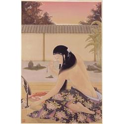 Kudo Muramasa (b. 1948) Japanese, THE BEAUTY, 1986, watercolor on paper, 41 1/2 x 27 1/2", sign...