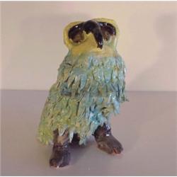 Outsider Art (20th Century), OWL, painted and glazed ceramic sculpture, 10" tall, signed "SM",...