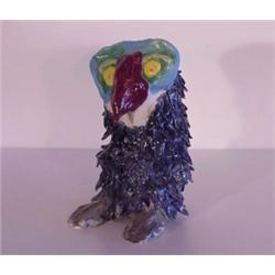 Outsider Art (20th Century), PARROT, painted and glazed ceramic sculpture, 10" tall, signed "SM...