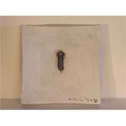 Outsider Art (20th Century), SCREW SET IN SQUARE, painted ceramic with metal screw, sculpture,...