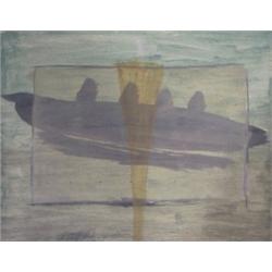 Outsider Art (20th Century), SUBMARINE, watercolor on paper, 8 1/2 x 4", framed. Starting bid $...