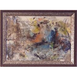 Outsider Art (20th Century), UNTITLED, acrylic painting on paper, 6 1/2 x 9 1/4", initialed low...