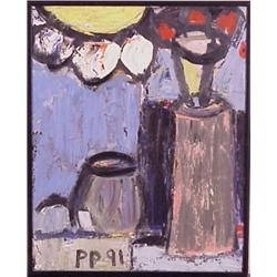 Peter Parks (b. 1947) American, STILL LIFE #1, 1991, acrylic painting on canvas, 41 x 33", sign...