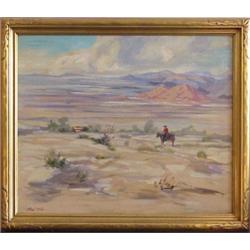 Ray Platt (20th Century) American, DESERT OF COACHELLA, oil painting on canvas, 25 x 30", signe...