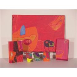 Steve Roper (20th Century) American, IRONING BOARD, 1995, five acrylic painted wood blocks, var...