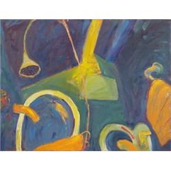 Steve Roper (20th Century) American, IN THE BATHROOM, 1995, oil painting on canvas, 28 x 36, in...