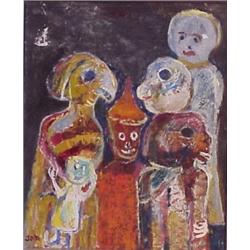 Jon Serl (1894-1993) American, OUR FAMILY REUNION, acrylic painting on canvas, 24 x 20", signed...