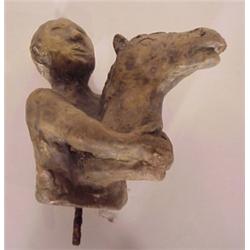 Cheng Tsai Tung (b. 1953) Taiwan, MAN WITH HORSE, cast bronze sculpture, 6" tall. $200/300...