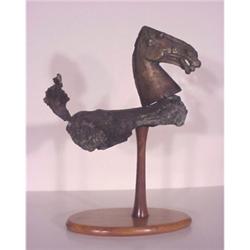 Cheng Tsai Tung (b. 1953) Taiwan, BRONZE HORSE FRAGMENT, cast bronze sculpture with wood stand,...