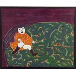 Cheng Tsai Tung (b. 1953) Taiwan, CHILD IN ORANGE COAT, oil painting on canvas, 26 x 32", signe...