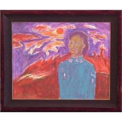 Cheng Tsai Tung (b. 1953) Taiwan, WOMAN IN BLUE DRESS, acrylic painting on canvas, 24 x 30", si...