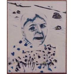 Cheng Tsai Tung (b. 1953) Taiwan, FACE #2 - BLUE LINE ON WHITE, acrylic painting on canvas, 31...