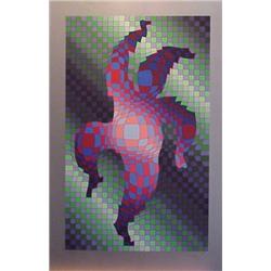 Victor Vasarely (1908-1997) Hungarian, HARLEQUIN (silver), color screenprint, signed in pencil,...