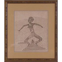 Nadal Walcot (20th Century), LA MUJER AFRICANA, pen and ink on paper, 17 x 14", signed lower ri...