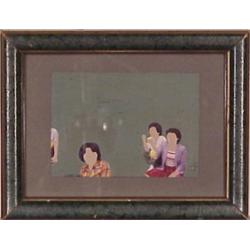 Yong Sin (20th Century), FAMILY ALBUM, acrylic painting over photograph, 3 1/2 x 5", signed on...