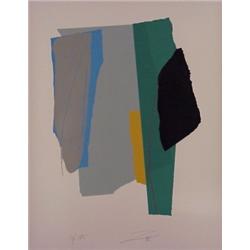 Larry Zox (b. 1936) American, UNTITLED (Green & black), color screenprint, signed in pencil, fr...