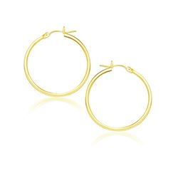 14K Yellow Gold Polished Hoop Earrings (25 mm)