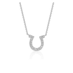 14K White Gold Horseshoe Design Diamond Pendant