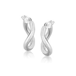 14K White Gold Italian Twist Hoop Earrings (5/8 inch Diameter)