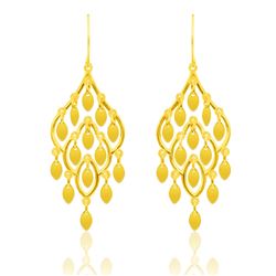 14K Yellow Gold Dangling Earrings with Marquise Sequins