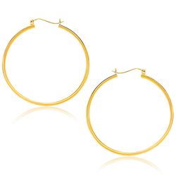 14K Yellow Gold Polished Hoop Earrings (40mm)