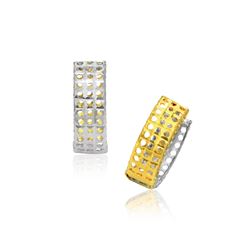 14K Two-Tone Gold Snuggable Earrings with a Mesh Style